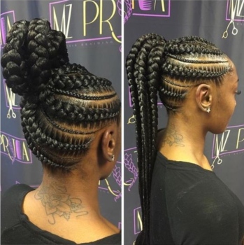 Natural Hairstyles - Goddess Braids from the back