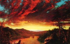 Twilight In the Wilderness - Sunset Oil Paintings