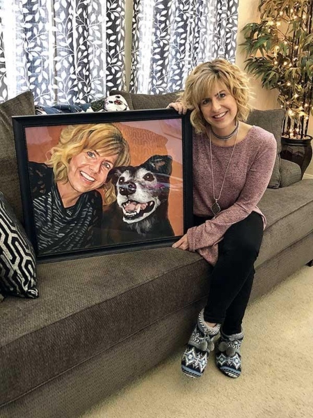 Man gives his wife a beautiful custom painting of their dog for a gift