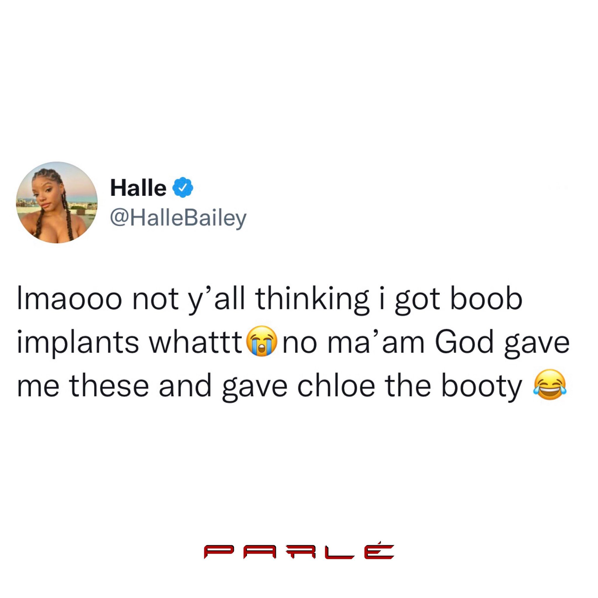 Halle Bailey Shuts Down Boob Implant
