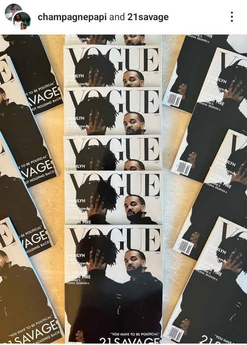 Vogue Magazine sues Drake and 21 Savage Over Cover