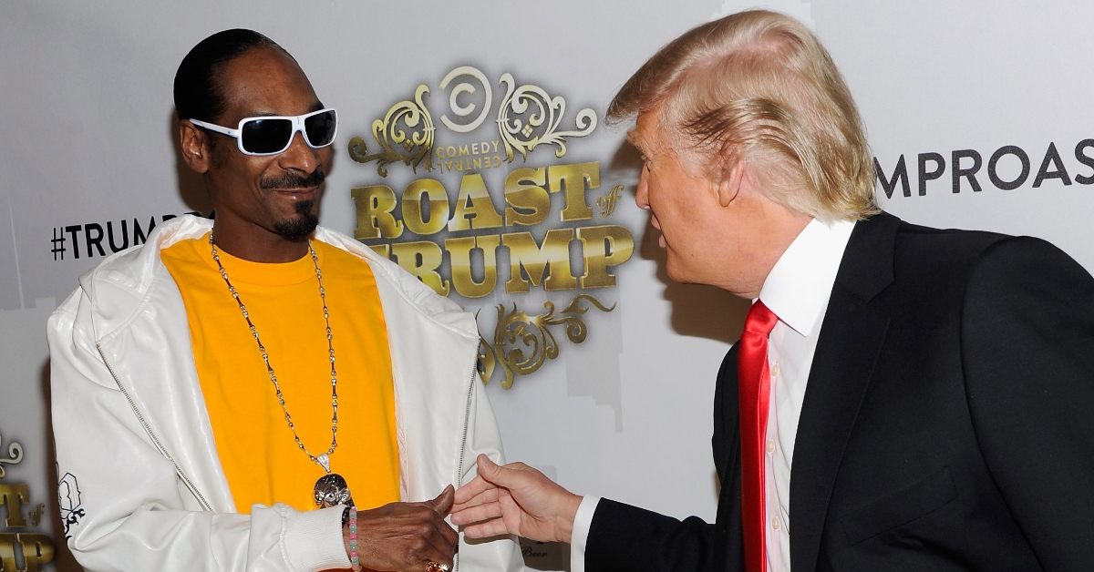 Rapper Snoop Dogg (L) and Donald Trump attend the Comedy Central Roast Of Donald Trump