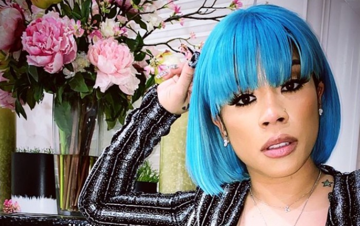 Check Out Keyshia Coles Cool Makeup  Nude Lipstick as She Shows off Her  Butterfly Tattoo
