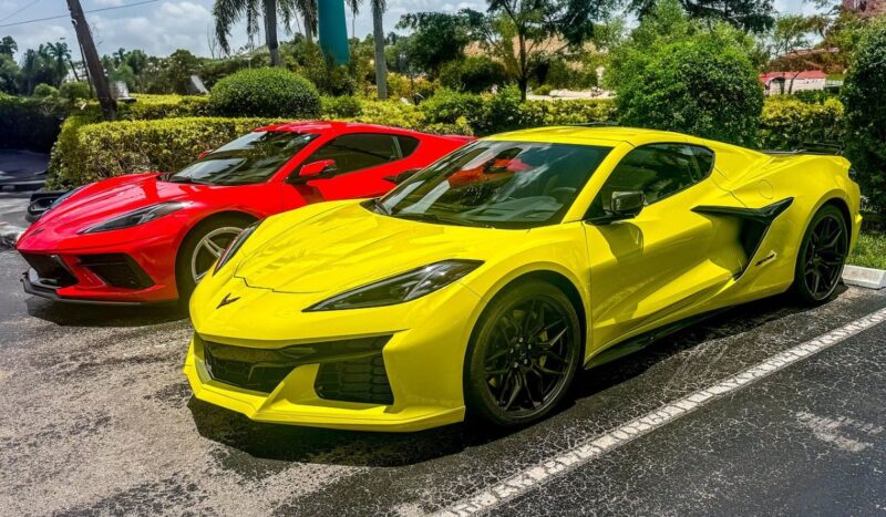 Blue and yellow corvette