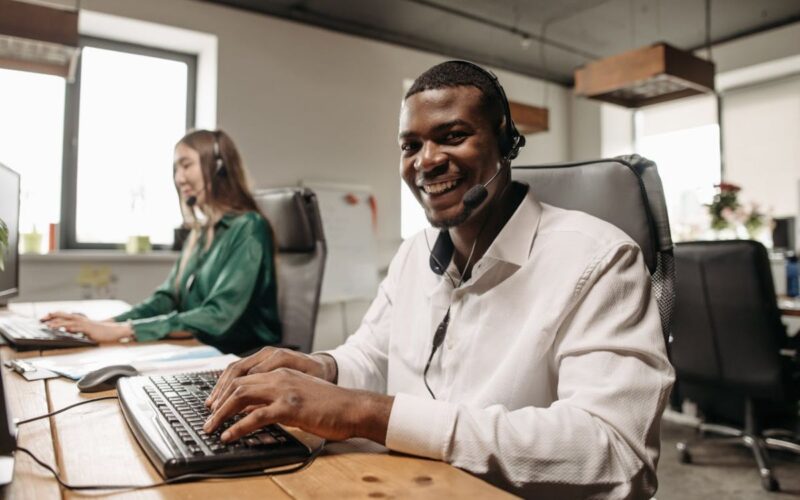 Black man working in an office
