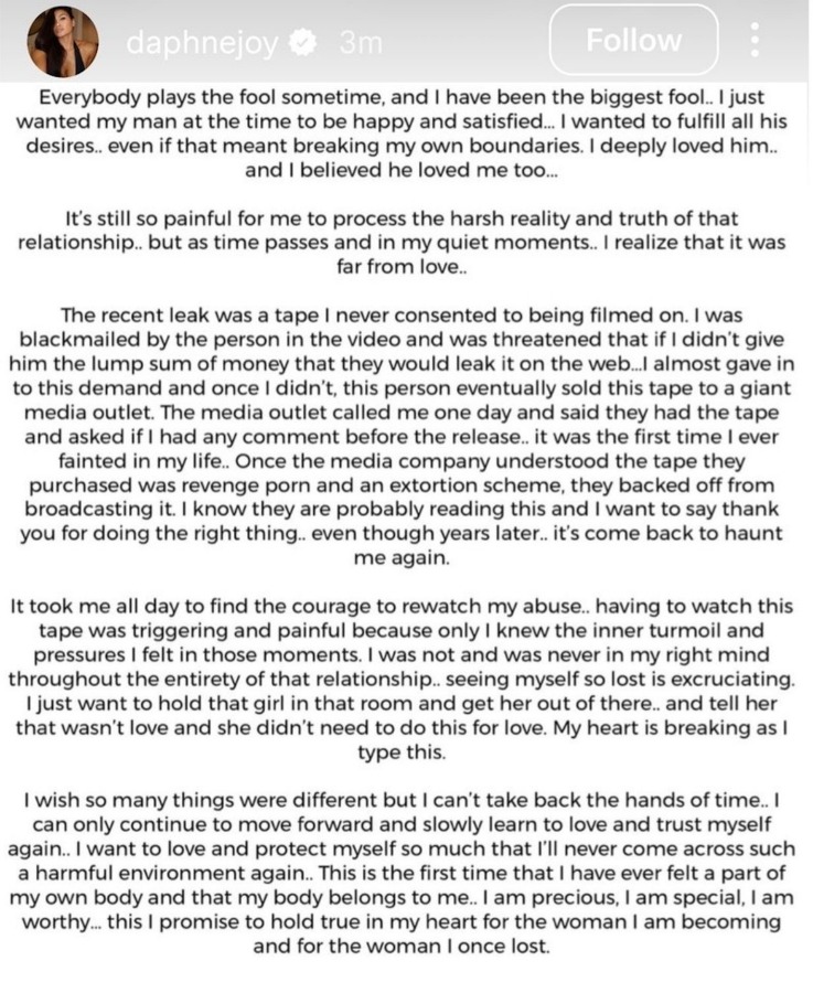 Daphne Joy statement on leak