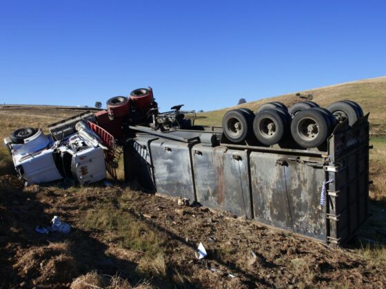 Truck rollover accident